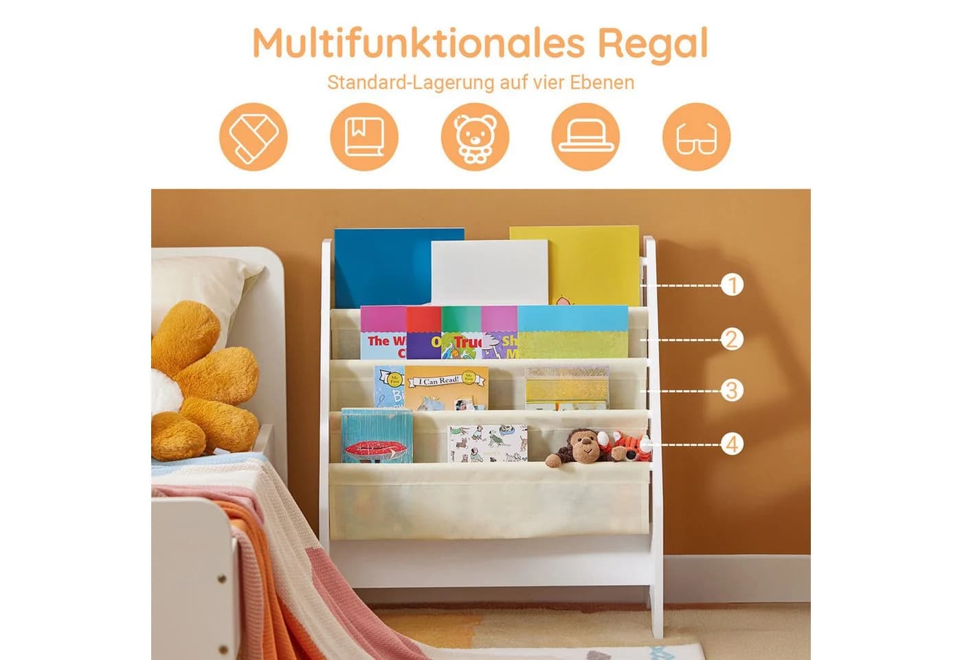 SoBuy Bücherregal FRG225 Weiß/Bunt 4 Fächer Kinderzimmer - Bild 3