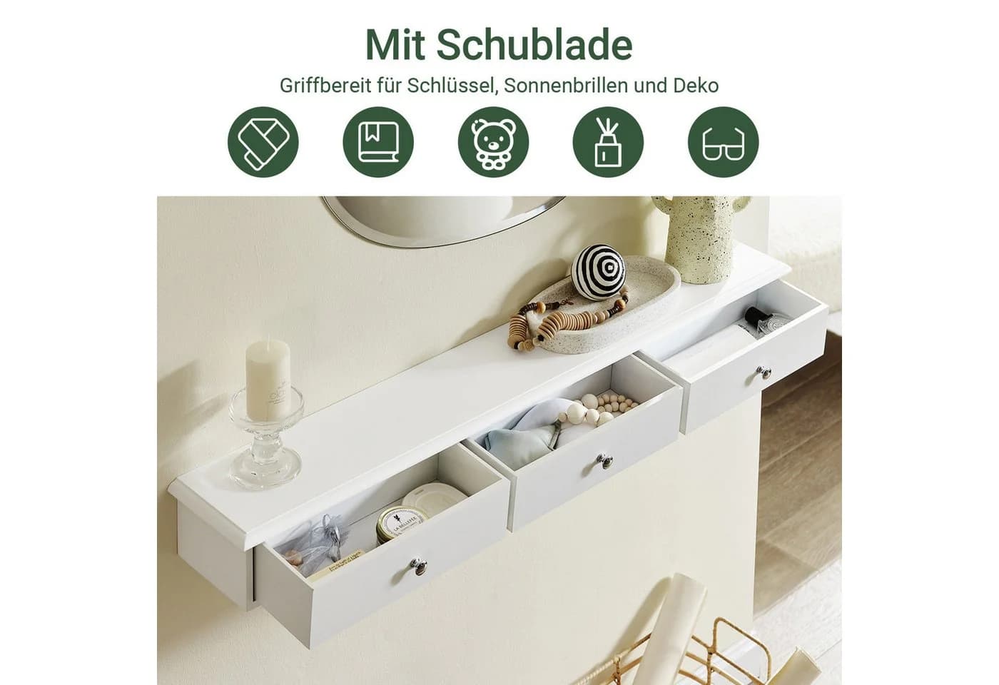 SoBuy Hängeschrank FRG43 Wandregal mit Schubladen Weiß - Bild 4