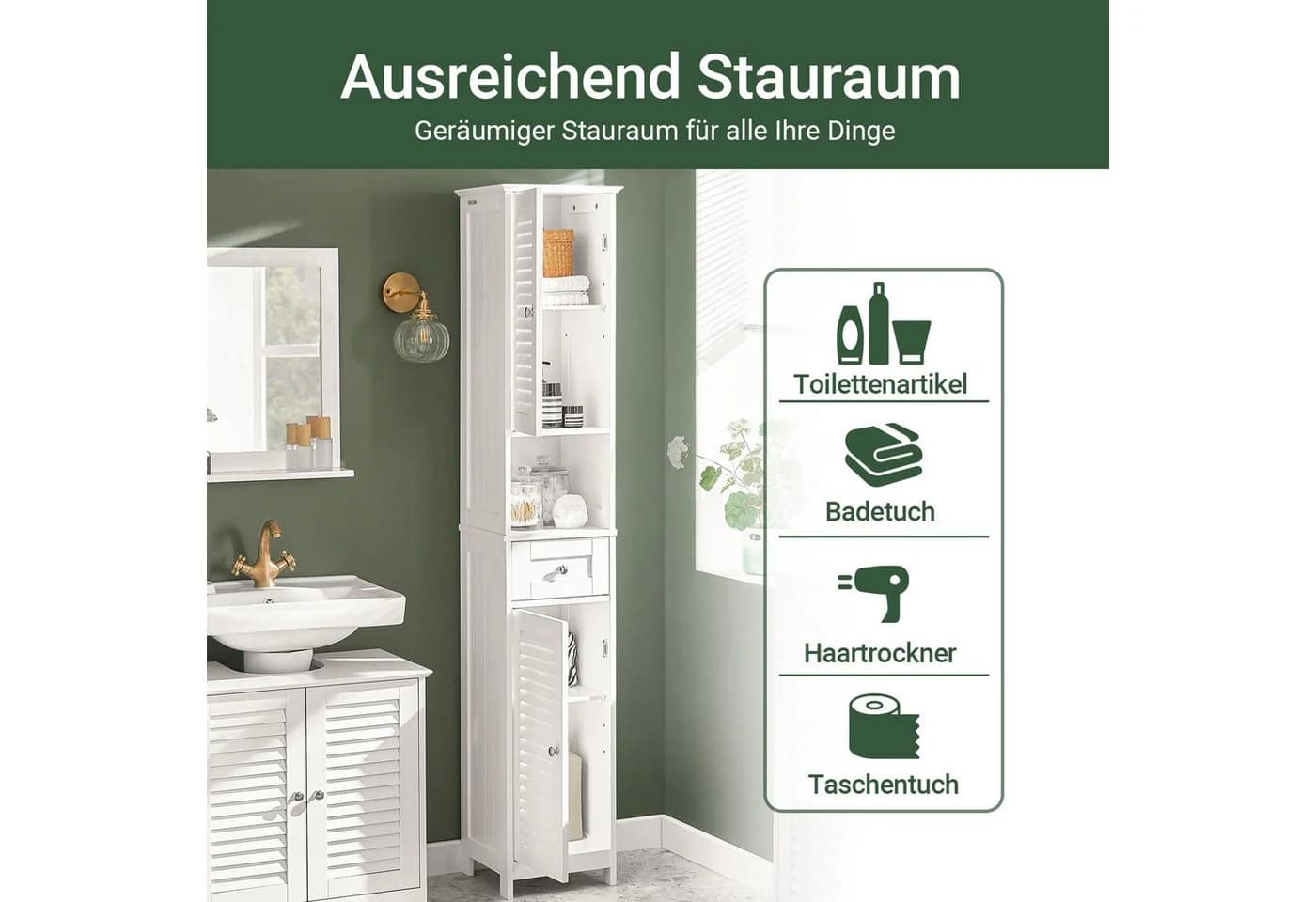 SoBuy Hochschrank FRG236 Weiß Badkommode mit 2 Türen - Bild 4
