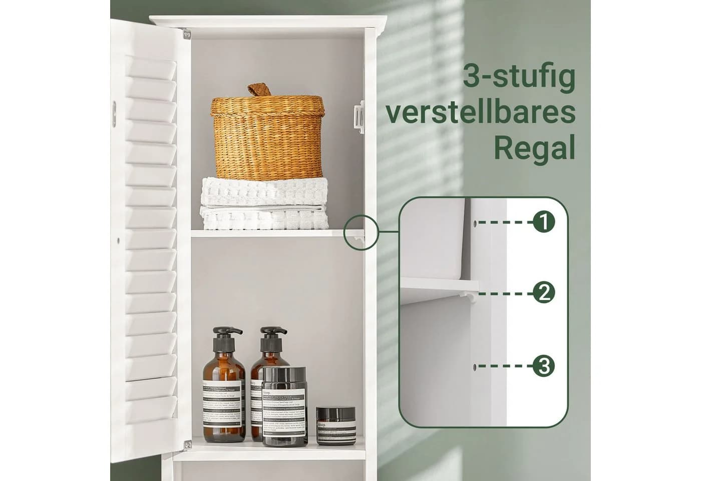 SoBuy Hochschrank FRG236 Weiß Badkommode mit 2 Türen - Bild 5