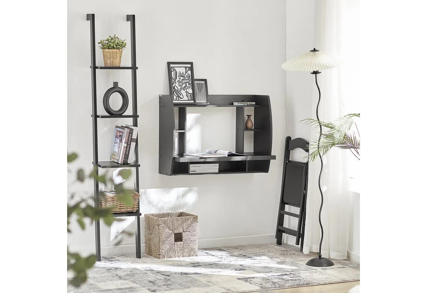 SoBuy Wandtisch mit 1 Ablage Schwarz Modern