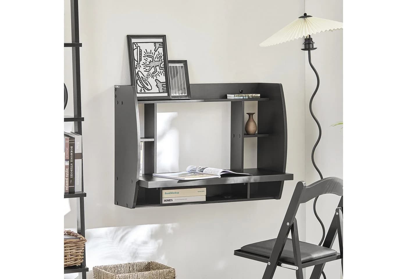 SoBuy Wandtisch mit 1 Ablage Schwarz Modern - Bild 2