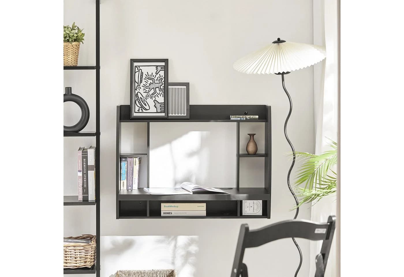SoBuy Wandtisch mit 1 Ablage Schwarz Modern - Bild 3