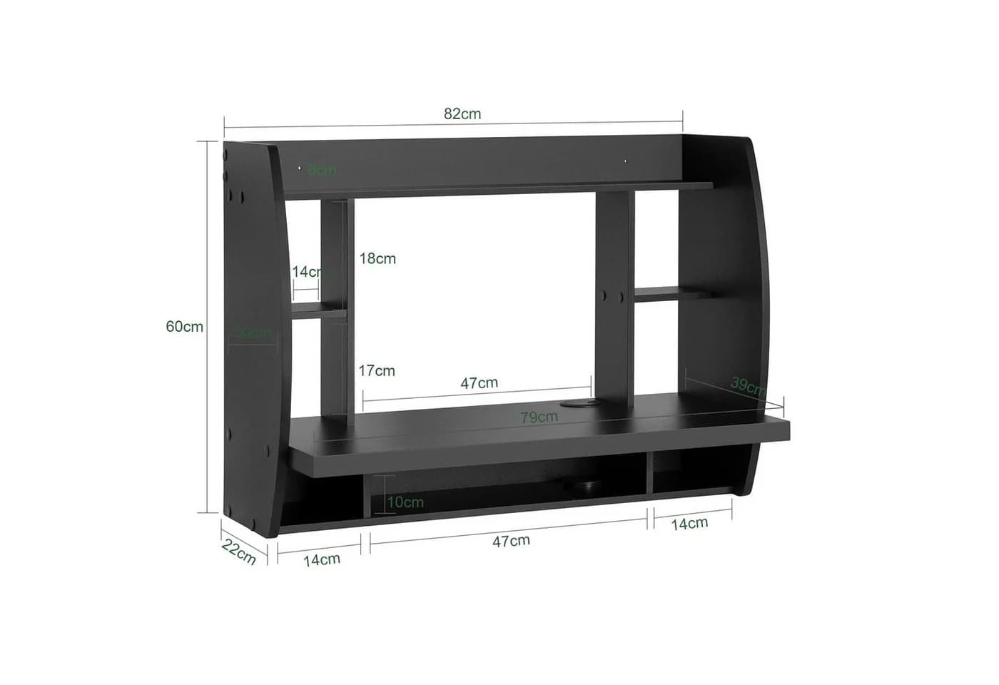 SoBuy Wandtisch mit 1 Ablage Schwarz Modern - Bild 4