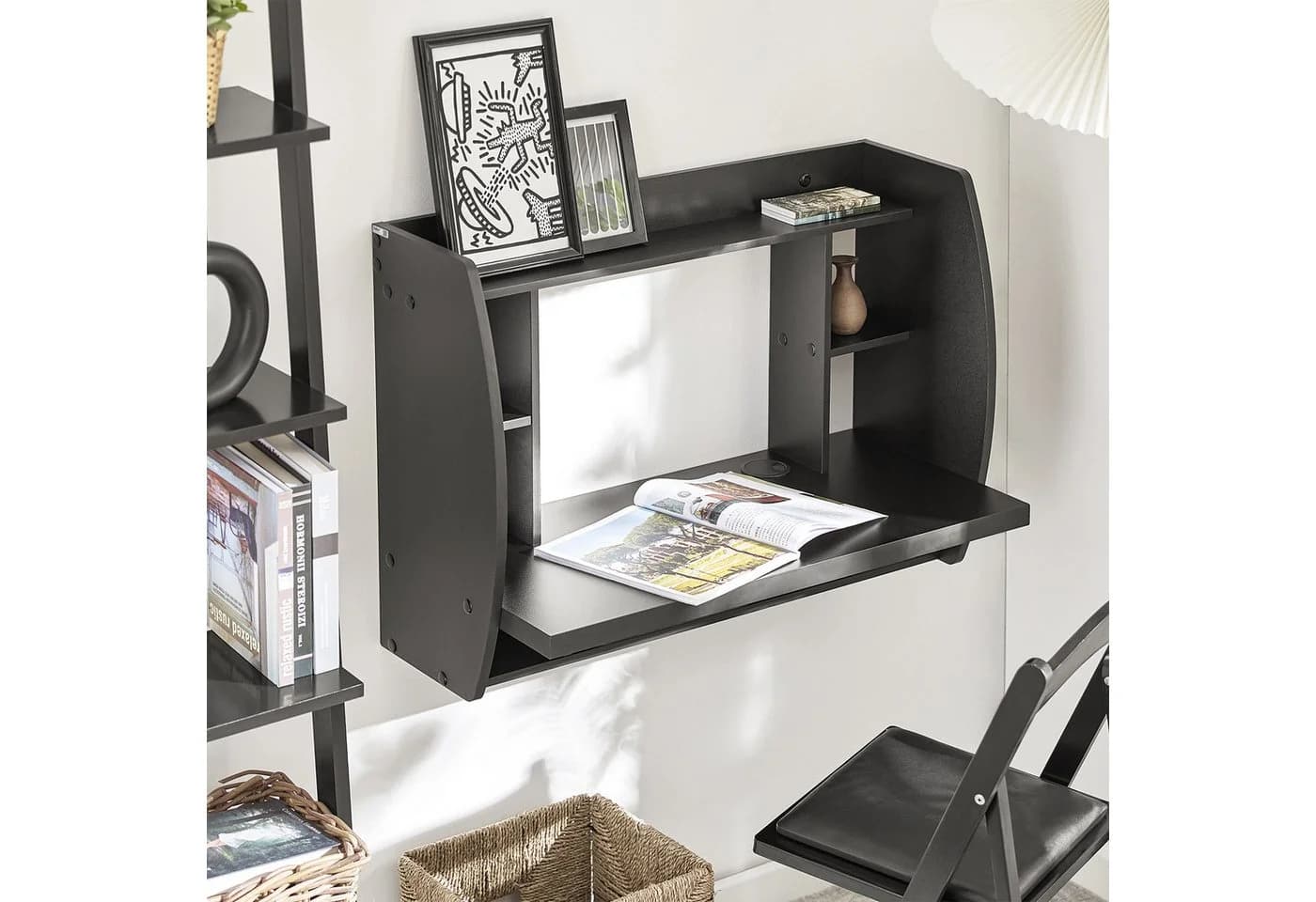 SoBuy Wandtisch mit 1 Ablage Schwarz Modern - Bild 5