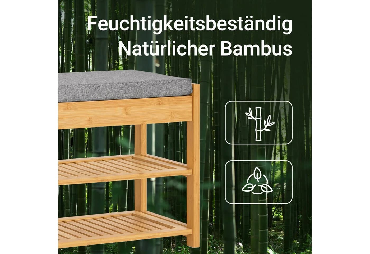 SoBuy Sitzbank FSR47 Bambus Schuhbank mit Schubladen Rustikal - Bild 5