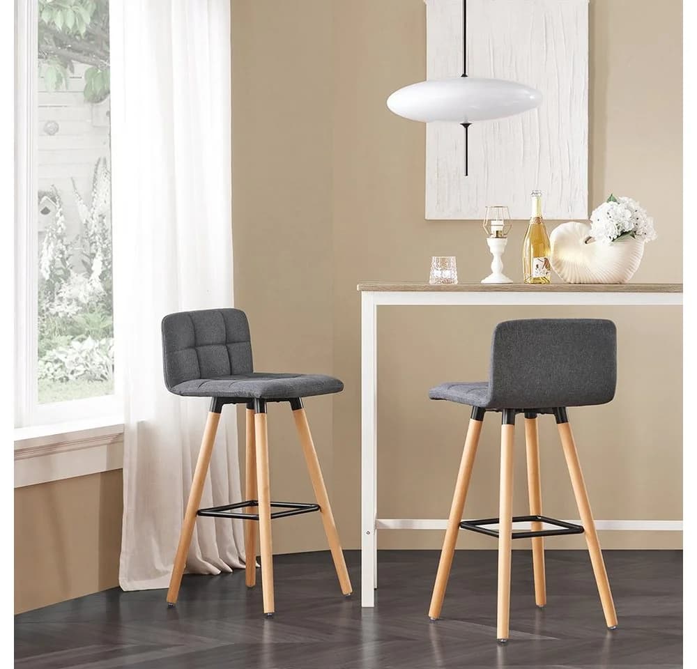 SoBuy Barhocker FST50 2er Set mit Rücklehne Dunkelgrau