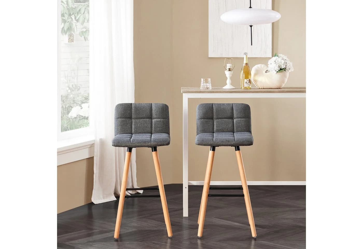 SoBuy Barhocker FST50 2er Set mit Rücklehne Dunkelgrau - Bild 4
