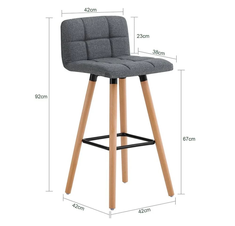SoBuy Barhocker FST50 2er Set mit Rücklehne Dunkelgrau - Bild 5