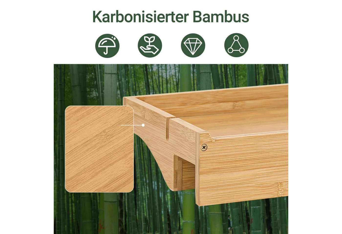 SoBuy Nachttisch NKD01 Klemmregal Bambus mit Kabelführung - Bild 4