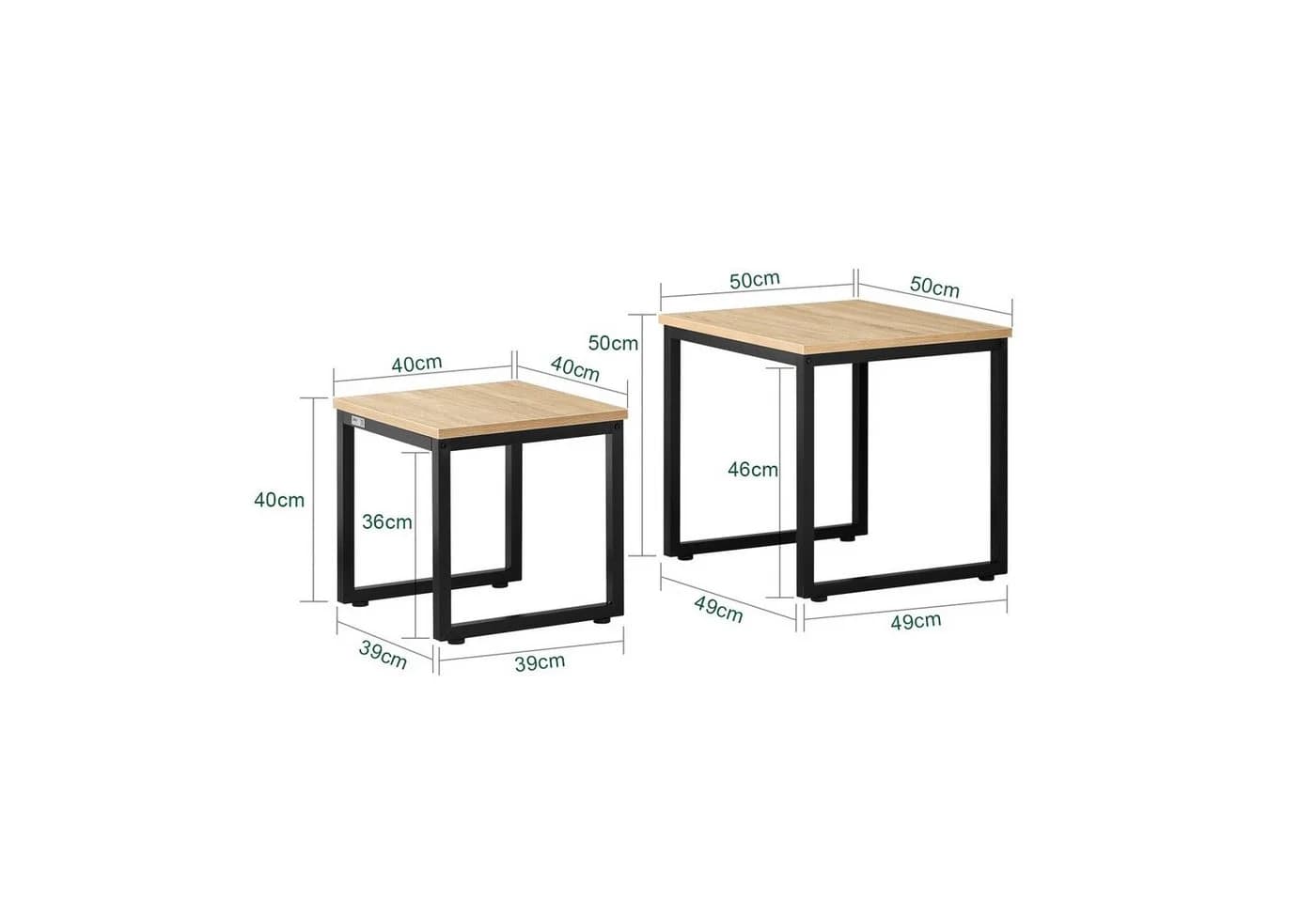 SoBuy Satztisch 2er Set Couchtisch Beistelltisch Natur-Schwarz - Bild 4