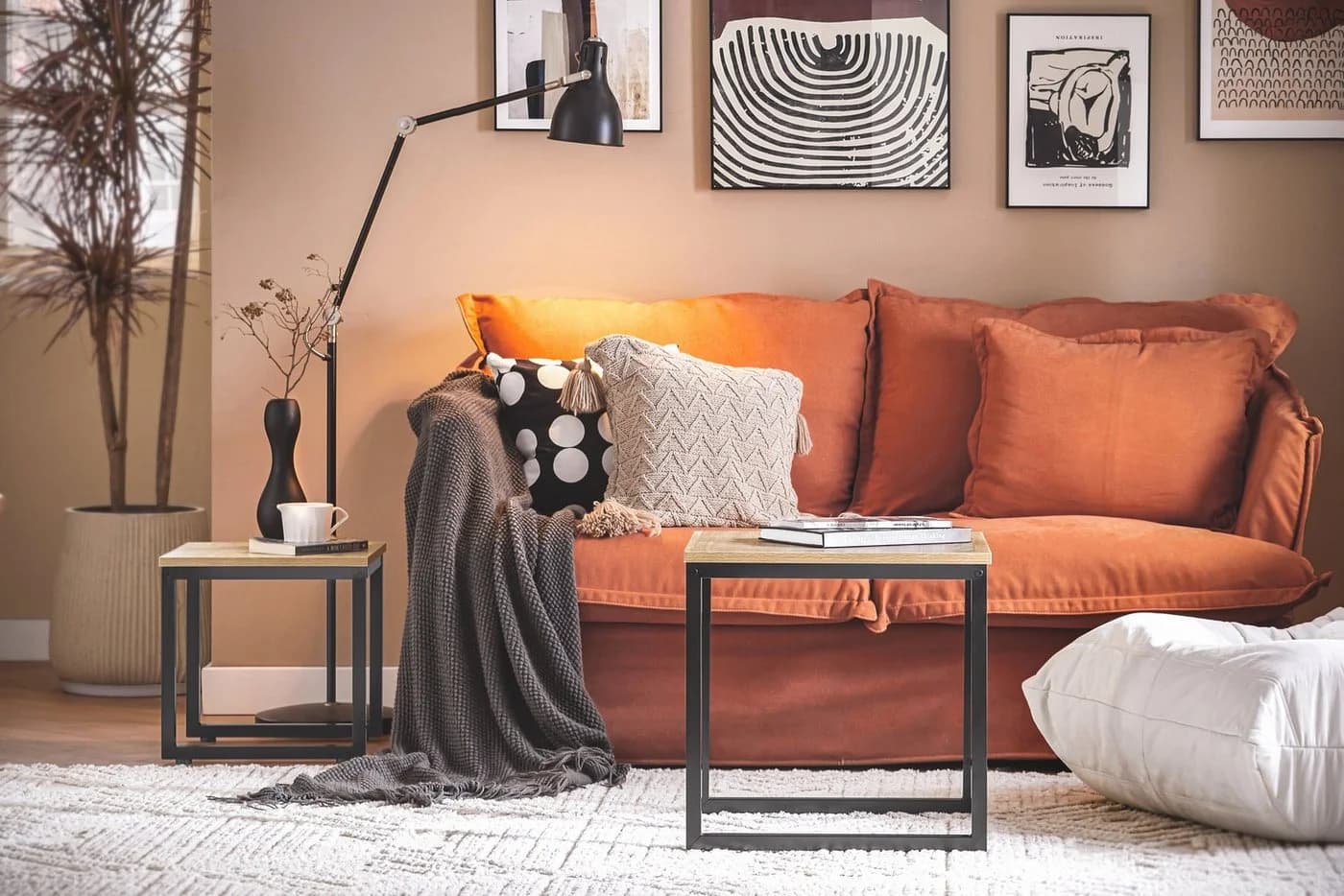 SoBuy Satztisch 2er Set Couchtisch Beistelltisch Natur-Schwarz - Bild 5