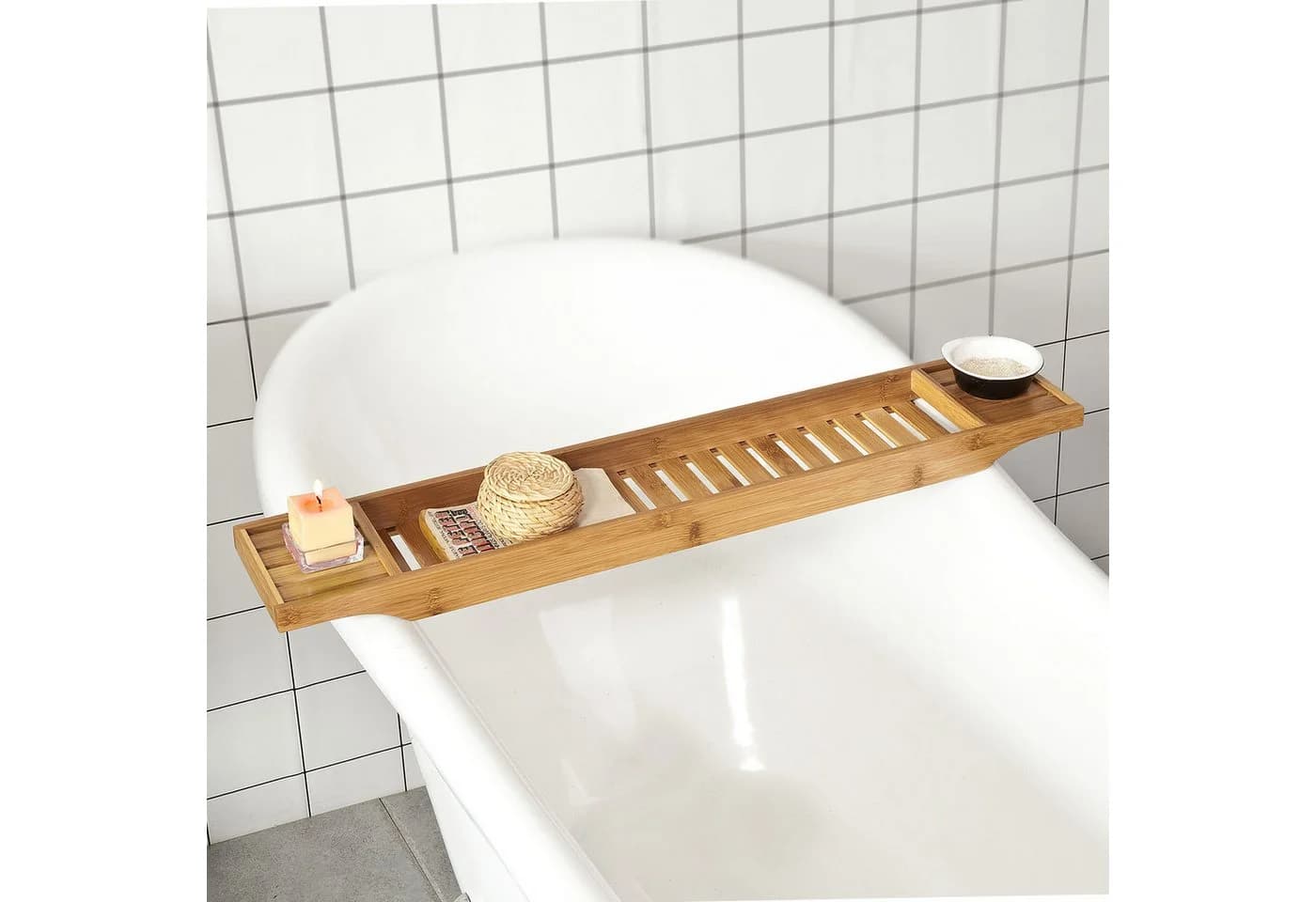 SoBuy Badewannenablage FRG212 Bambus Natur - Bild 4