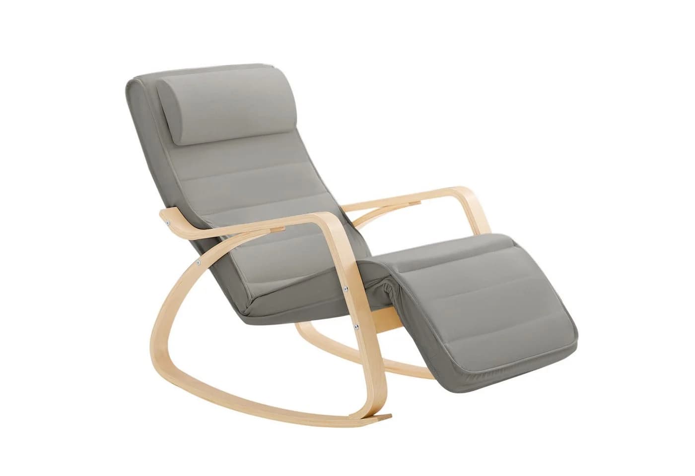 SoBuy Schaukelstuhl FST16 Grau Beige mit verstellbarer Fußstütze - Bild 3