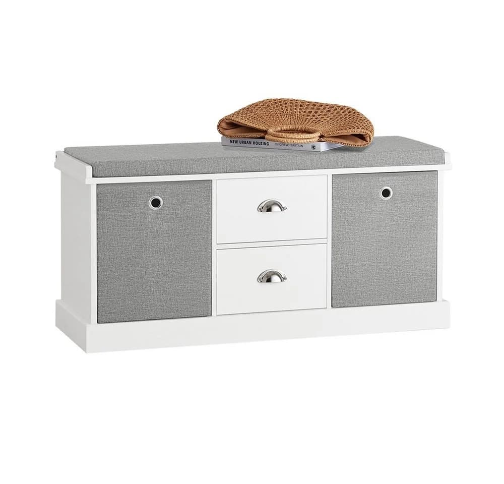 SoBuy Schuhbank FSR66 Sitzbank mit 2 grauen Körben und 2 Schubladen - Bild 3