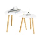 SoBuy Beistelltisch FBT74, 2er Set, Couchtisch, Bambusbeine, Weiß Bild 3