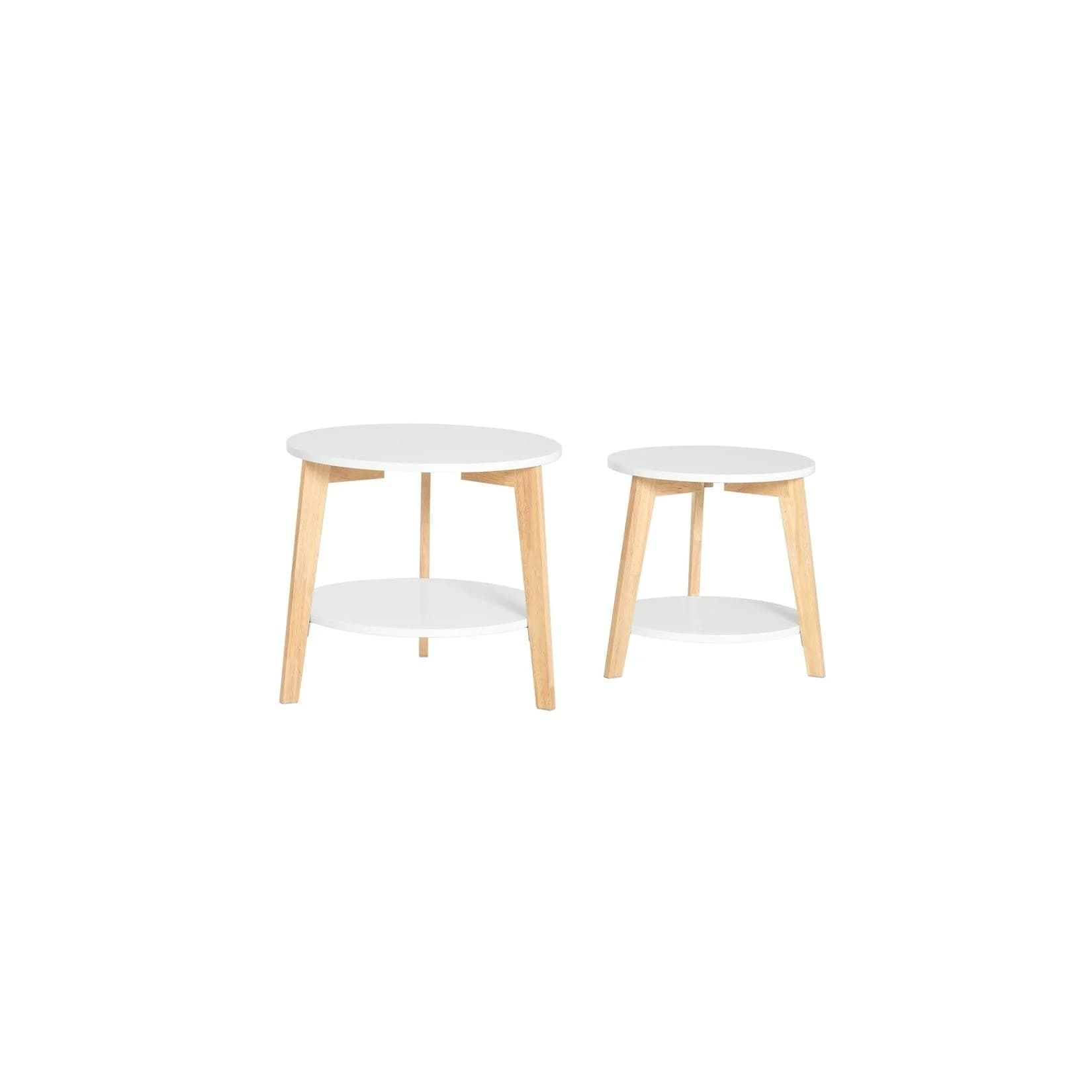 SoBuy Satztisch FBT75 Weiß-Natur 2er Set Modern