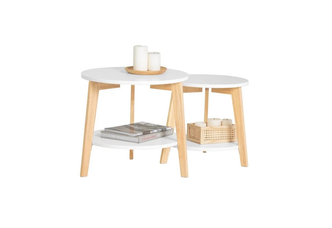 SoBuy Satztisch FBT75 Weiß-Natur 2er Set Modern - Bild 3