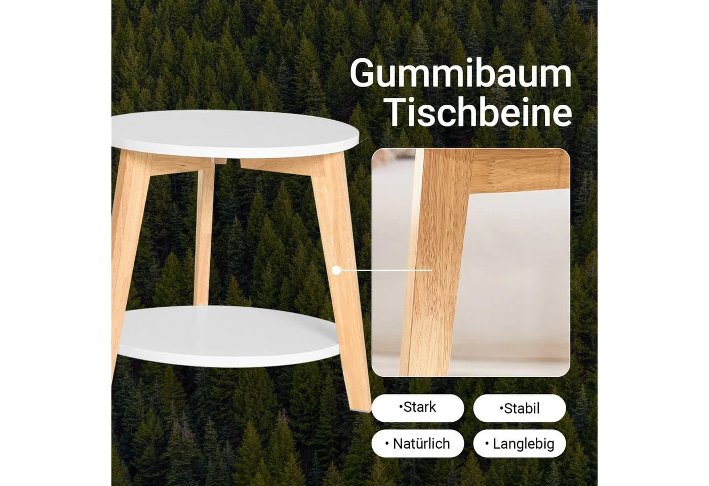 SoBuy Satztisch FBT75 Weiß-Natur 2er Set Modern - Bild 4