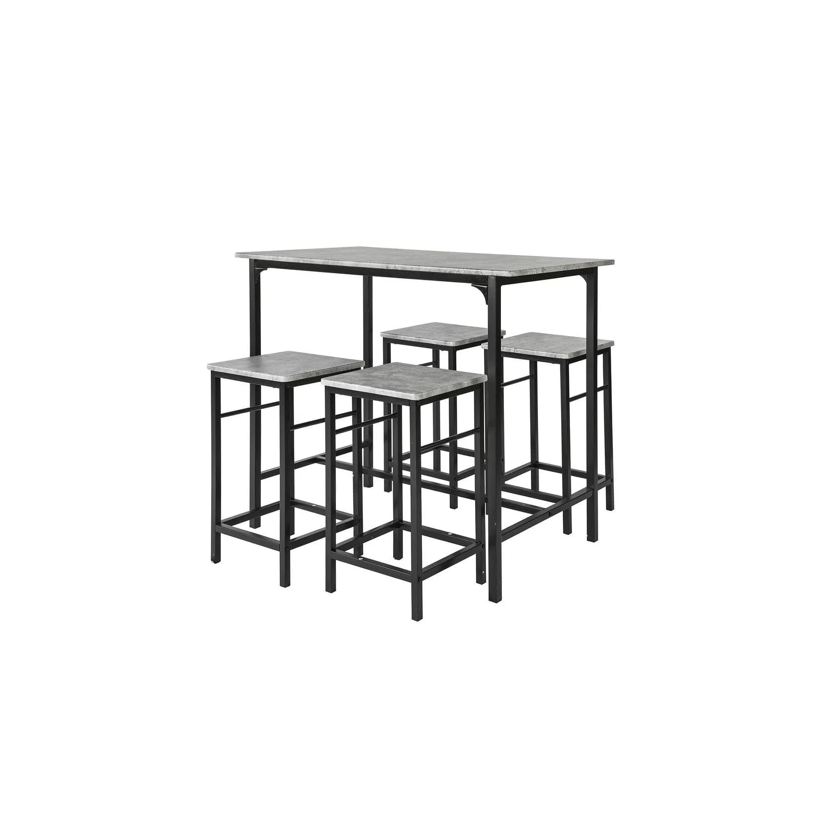 SoBuy Bartisch-Set 5-teilig Grau/Weiß Metall MDF