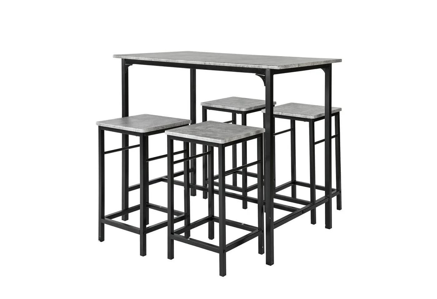 SoBuy Bartisch-Set 5-teilig Grau/Weiß Metall MDF - Bild 3