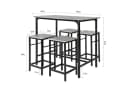 SoBuy Bartisch-Set 5-teilig Grau/Weiß Metall MDF Bild 5
