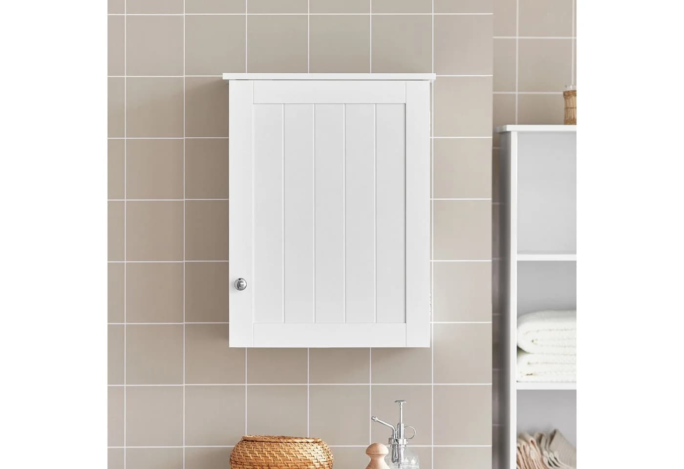 SoBuy Hängeschrank BZR19 Weiß Klassisch Wandschrank mit Tür - Bild 3