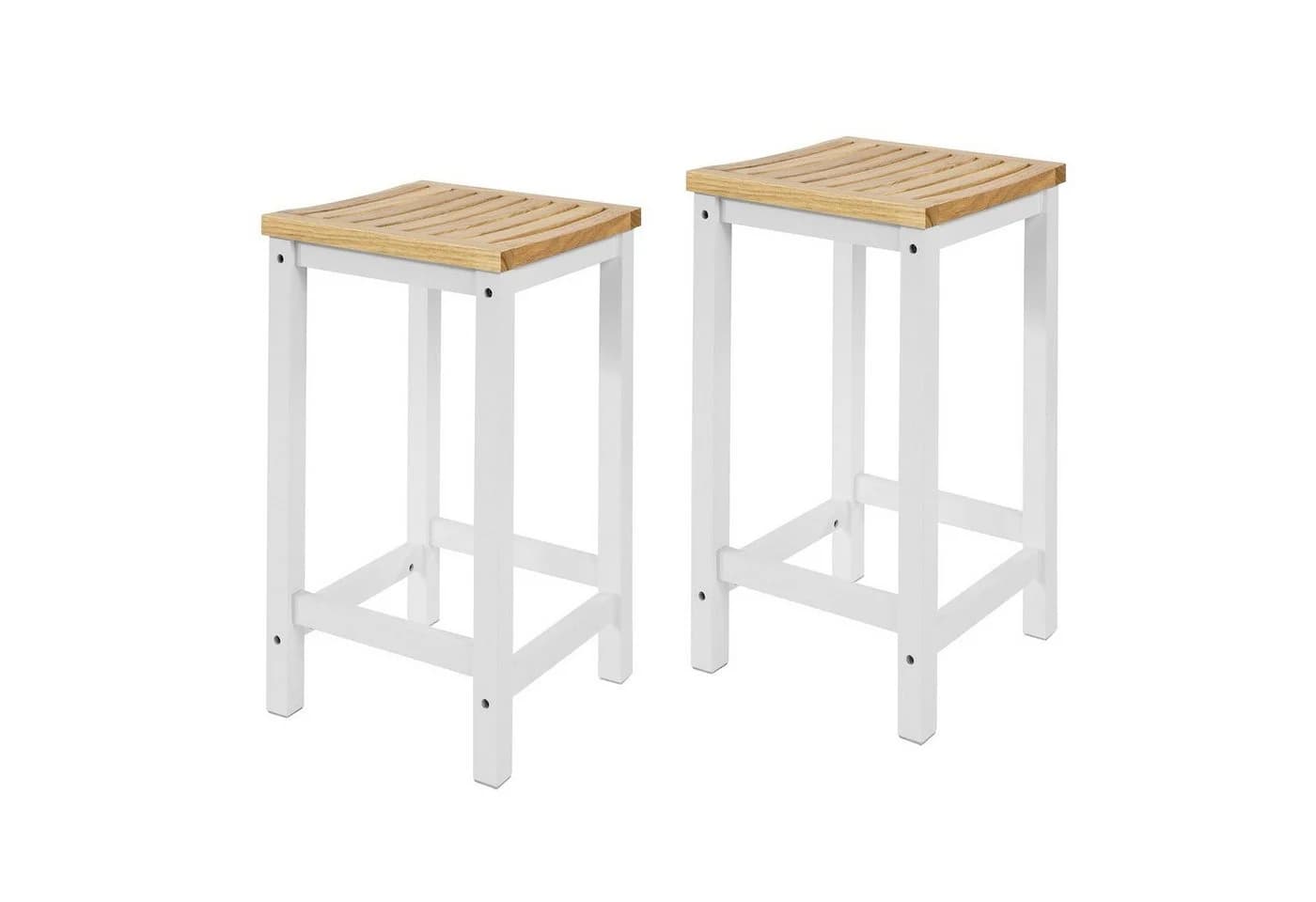 SoBuy Küchenstuhl FST29-WN 2er Set Weiß-Natur Holzstuhl - Bild 2
