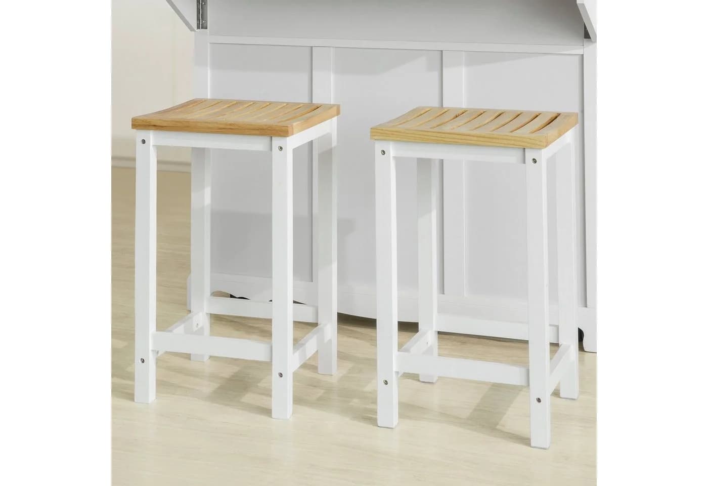 SoBuy Küchenstuhl FST29-WN 2er Set Weiß-Natur Holzstuhl - Bild 3