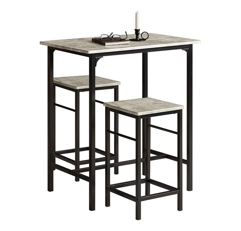 SoBuy Essgruppe OGT10 3-tlg. Grau Metall Bartisch-Set - Bild 3