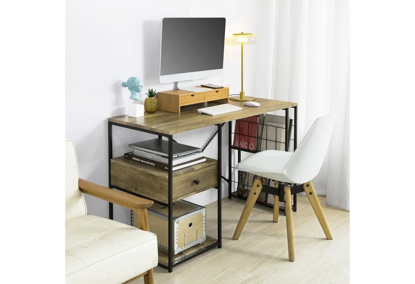SoBuy Schreibtisch FWT61 Industriell Schwarz Holz - Bild 4