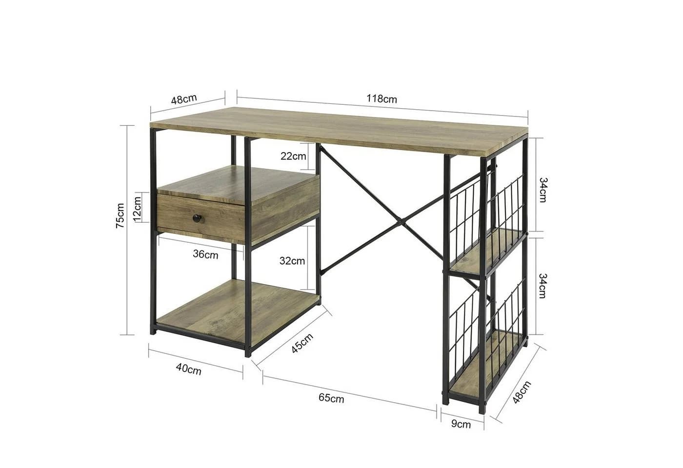 SoBuy Schreibtisch FWT61 Industriell Schwarz Holz - Bild 5