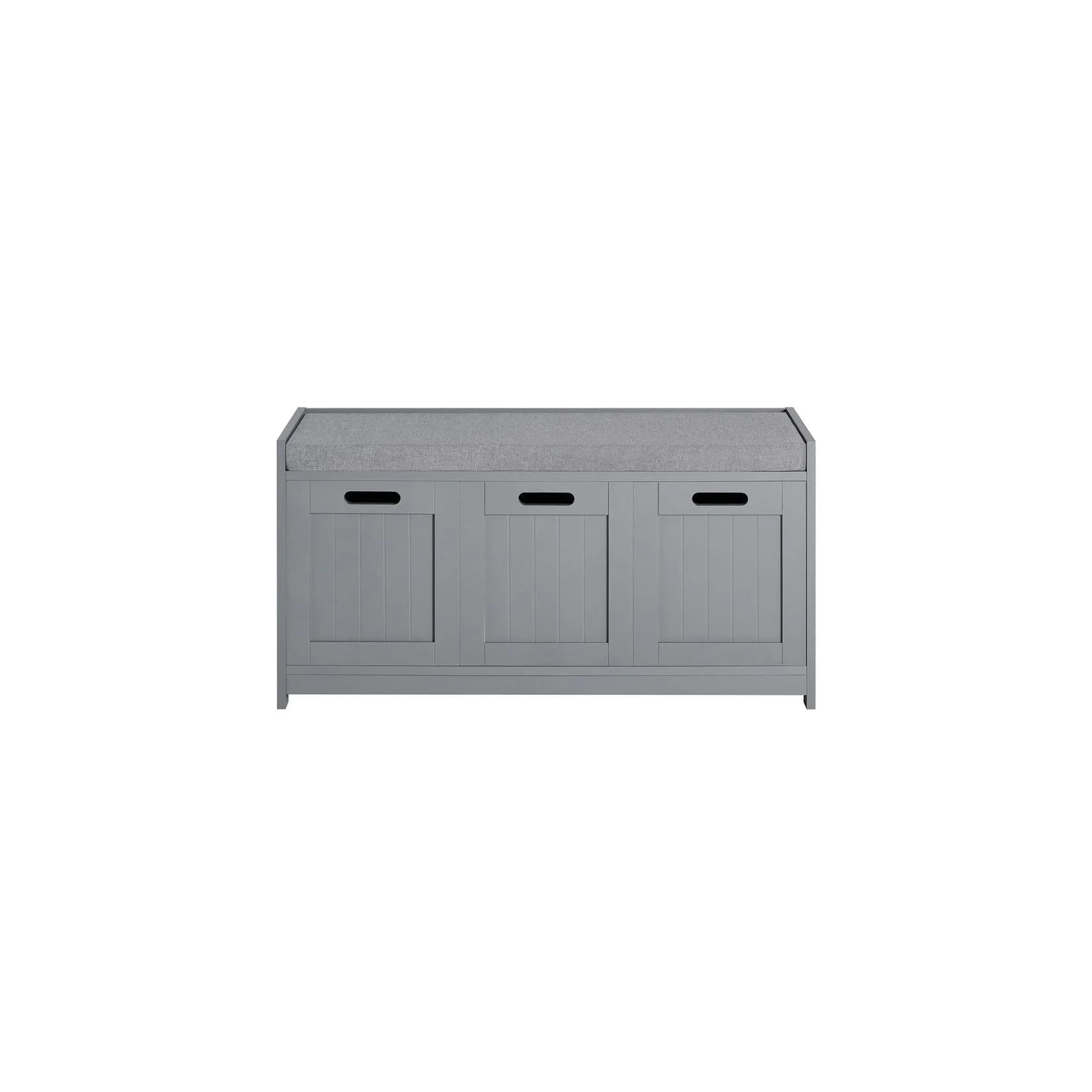 SoBuy Schuhbank FSR80 Grau/Grün mit Sitzkissen und Stauraum