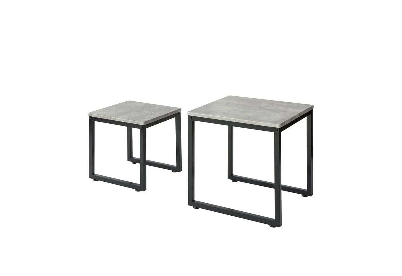 SoBuy Satztisch FBT42 2er Set Couchtisch Beistelltisch Grau/Schwarz Metall - Bild 2