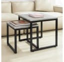 SoBuy Satztisch FBT42 2er Set Couchtisch Beistelltisch Grau/Schwarz Metall Bild 3