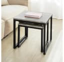 SoBuy Satztisch FBT42 2er Set Couchtisch Beistelltisch Grau/Schwarz Metall Bild 4