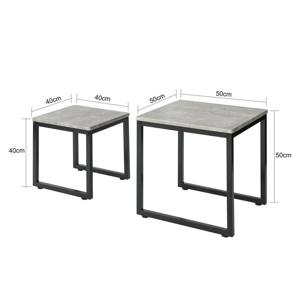 SoBuy Satztisch FBT42 2er Set Couchtisch Beistelltisch Grau/Schwarz Metall - Bild 5