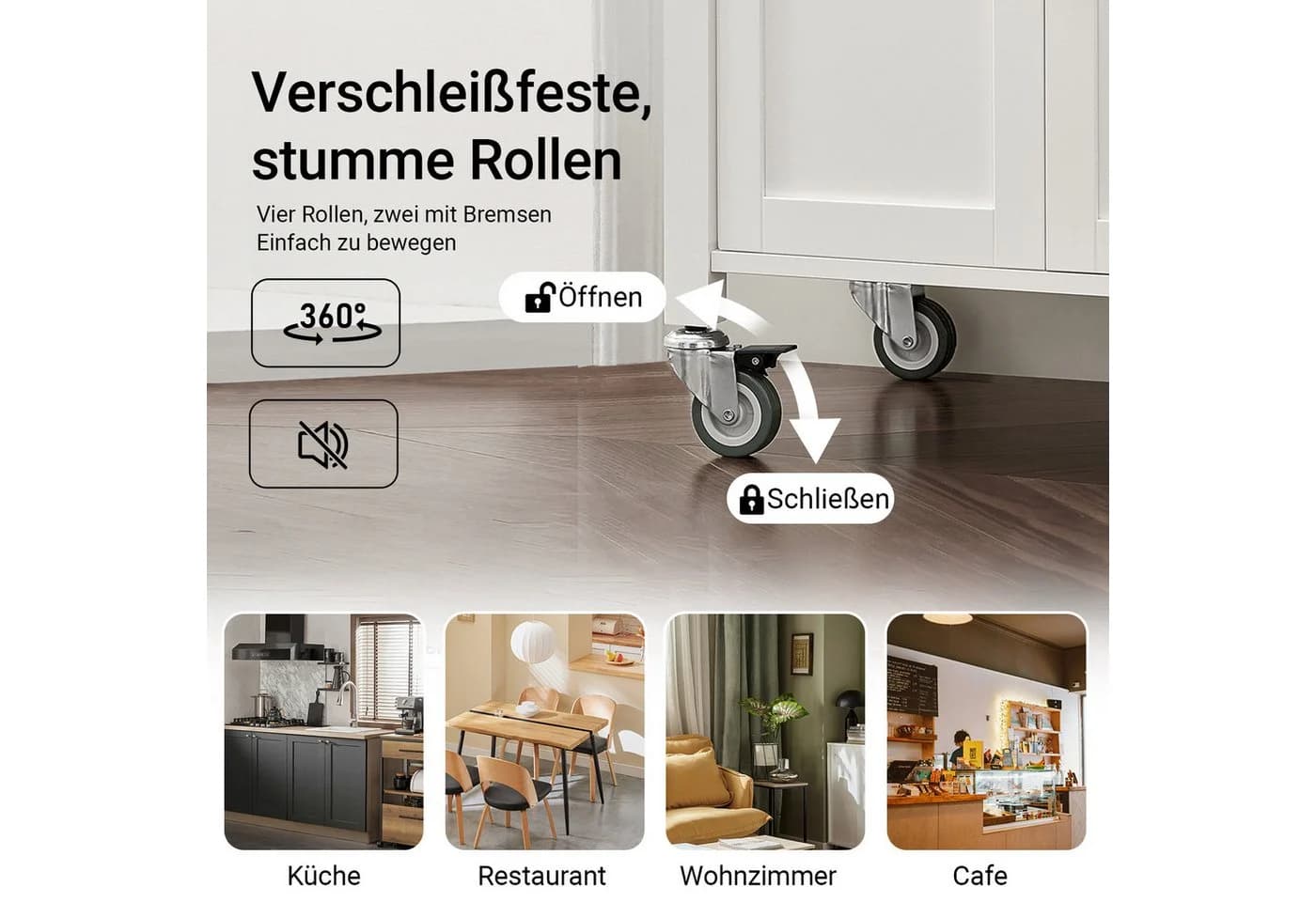 SoBuy Küchenwagen FKW22 Weiß/Hellgrau/Schwarz mit Rollen - Bild 4
