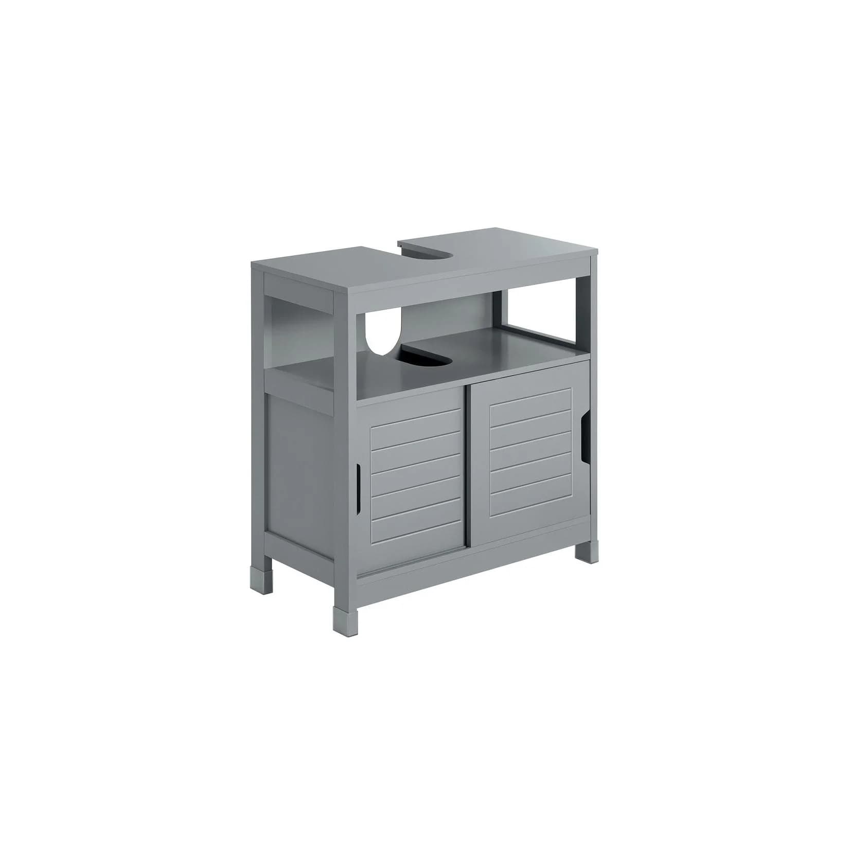 SoBuy Waschbeckenunterschrank Grau/Weiß Modern 2 Türen