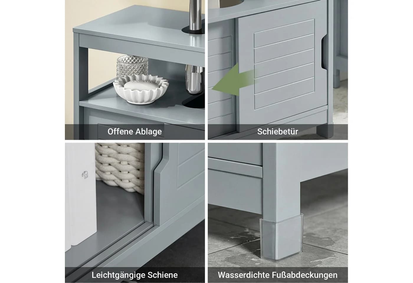 SoBuy Waschbeckenunterschrank Grau/Weiß Modern 2 Türen - Bild 5