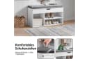 SoBuy Schuhbank FSR45 Weiß/Grau mit Sitzkissen und 3 Fächern Bild 4