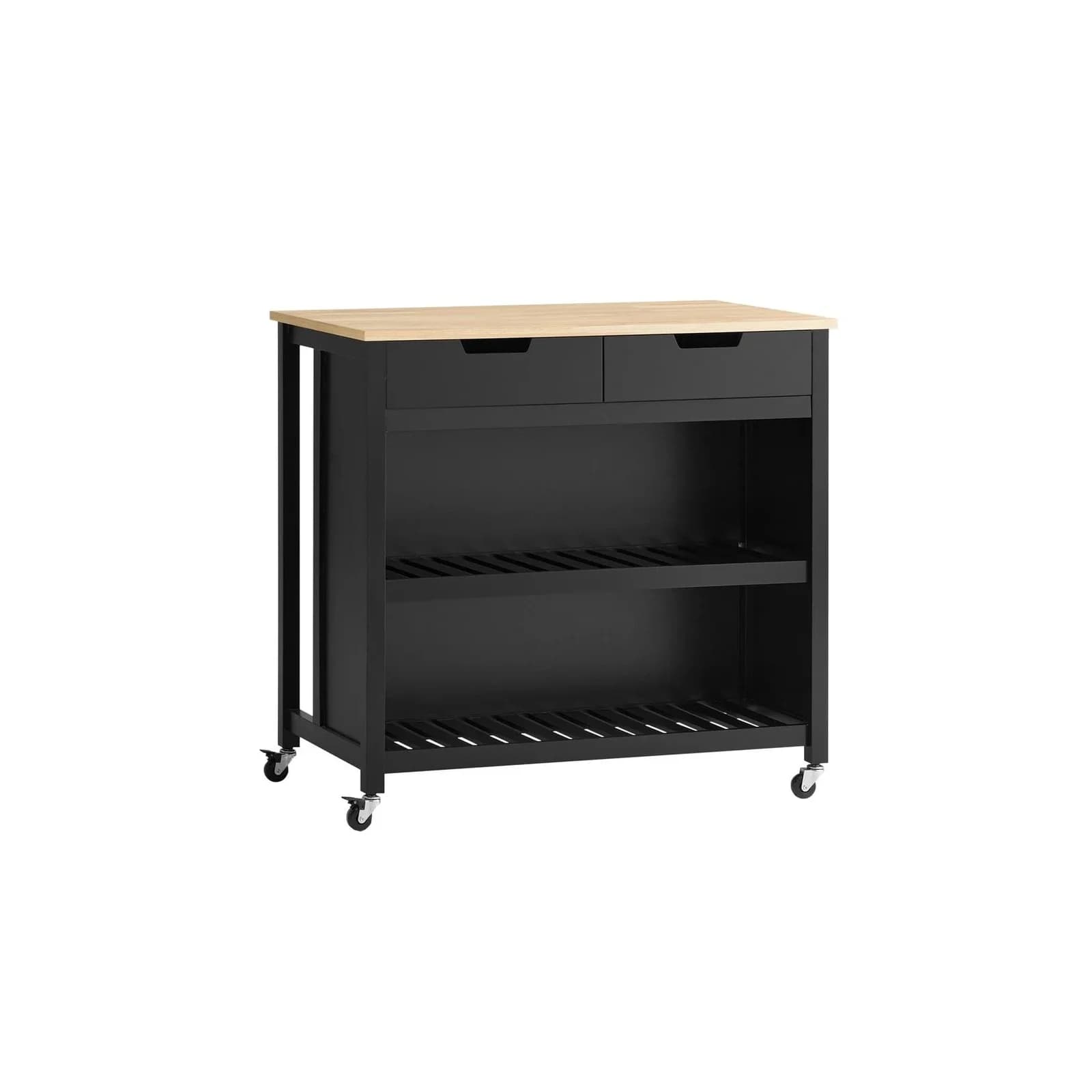 SoBuy Küchenwagen FKW74 Schwarz/Weiß mit 2 Schubladen und Rollen