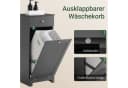 SoBuy Wäscheschrank BZR21 Weiß/Dunkelgrau mit Wäschekorb Bild 4