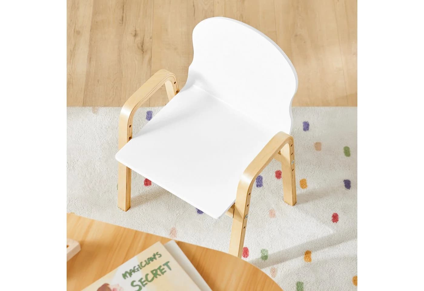 SoBuy Kindersitzgruppe KMB24 2er Set höhenverstellbar Weiß-Natur - Bild 5