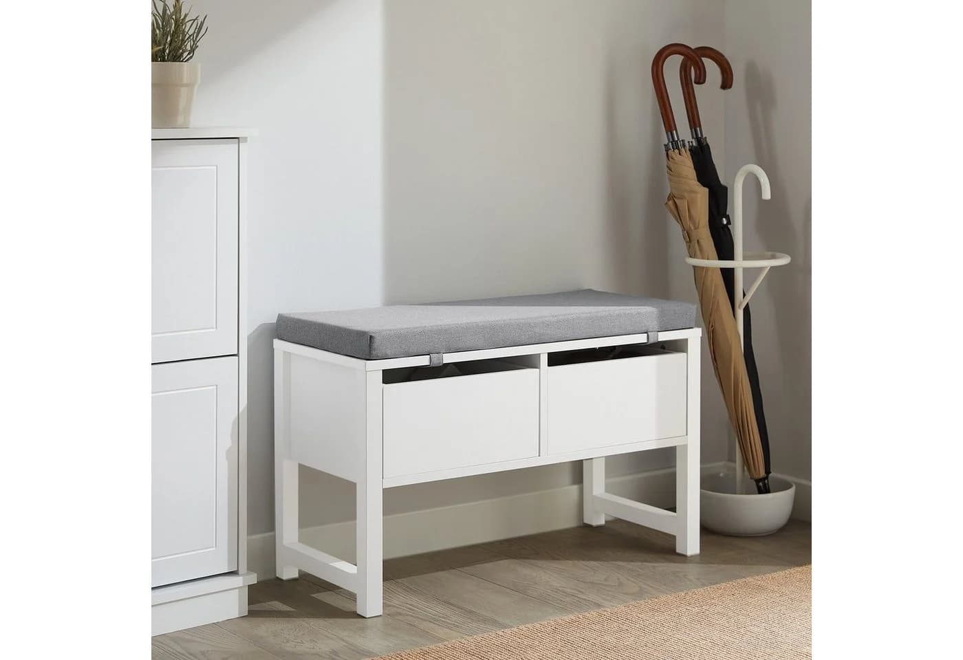 SoBuy Sitzbank FSR88 Weiß mit 2 Schubladen - Bild 4