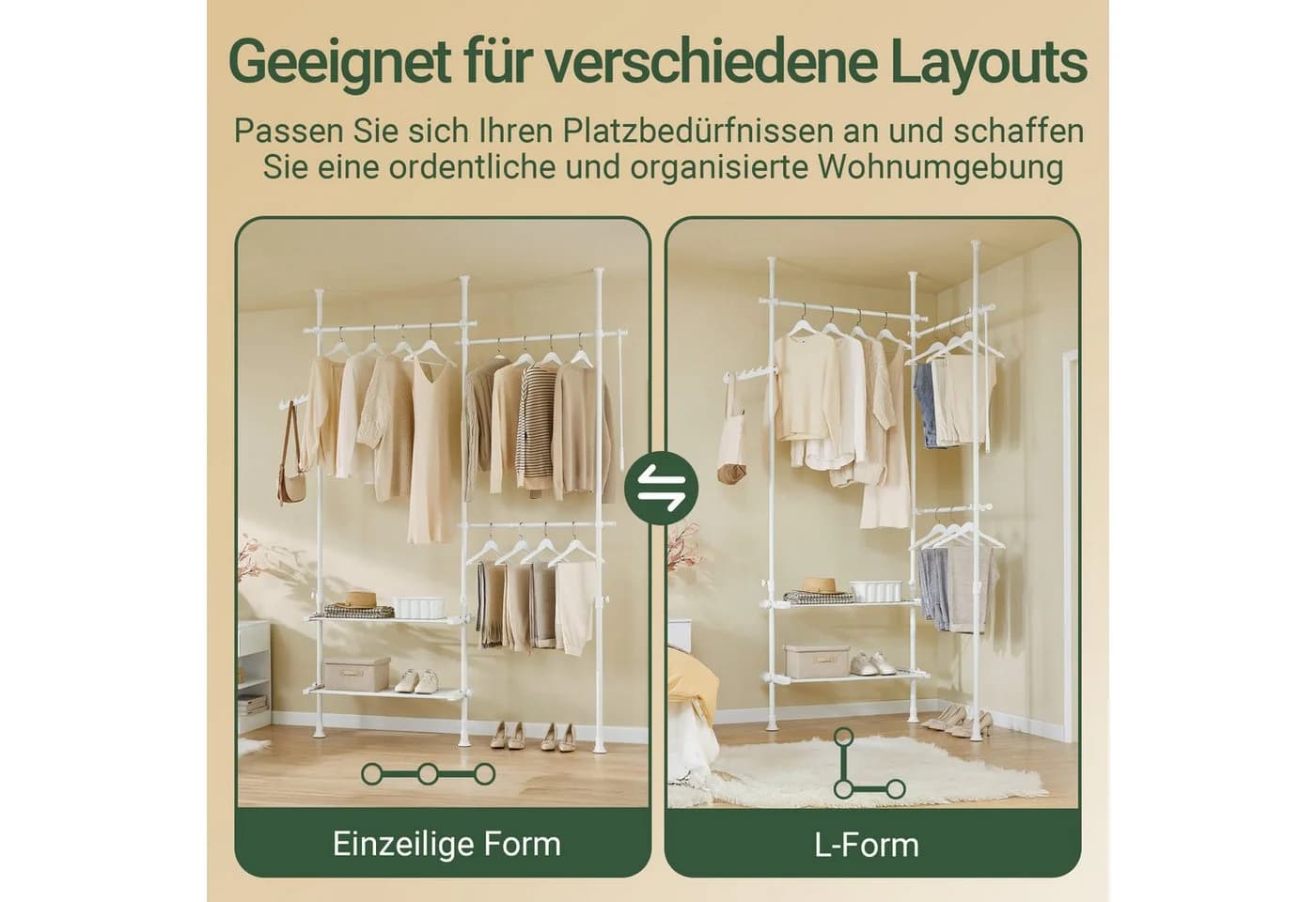 SoBuy Kleiderständer FRG34 mit 3 Stangen und 3 Körben Weiß/Schwarz/Grau - Bild 3
