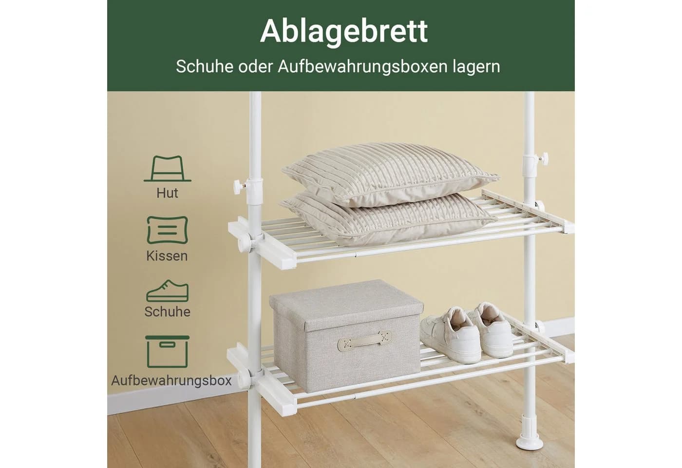 SoBuy Kleiderständer FRG34 mit 3 Stangen und 3 Körben Weiß/Schwarz/Grau - Bild 4