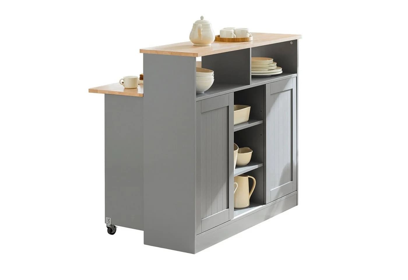SoBuy Küchenwagen FSB36 Sideboard mit Schiebetüren Kücheninsel mit erweiterbarer Arbeitsfläche - Bild 3