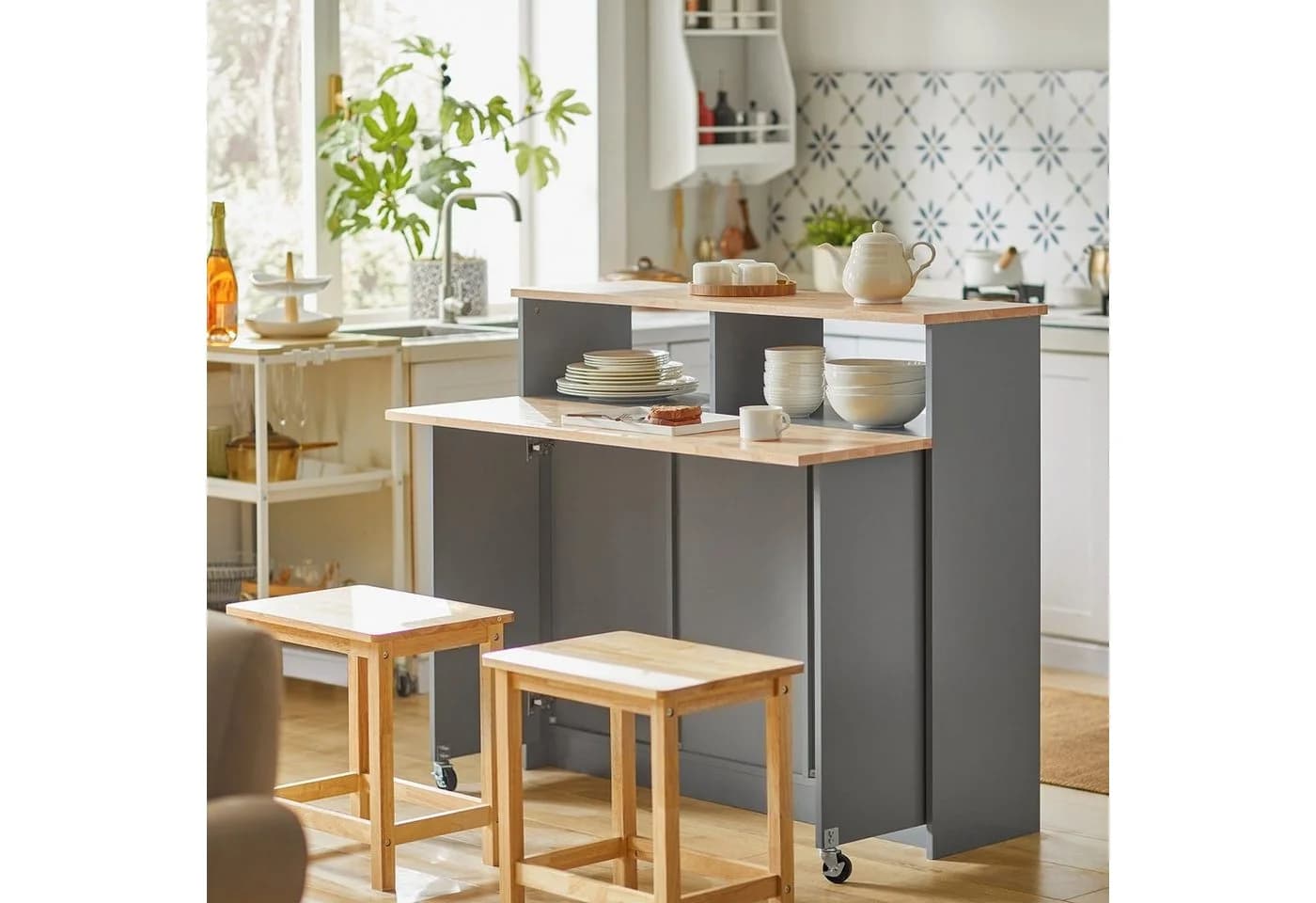 SoBuy Küchenwagen FSB36 Sideboard mit Schiebetüren Kücheninsel mit erweiterbarer Arbeitsfläche - Bild 4