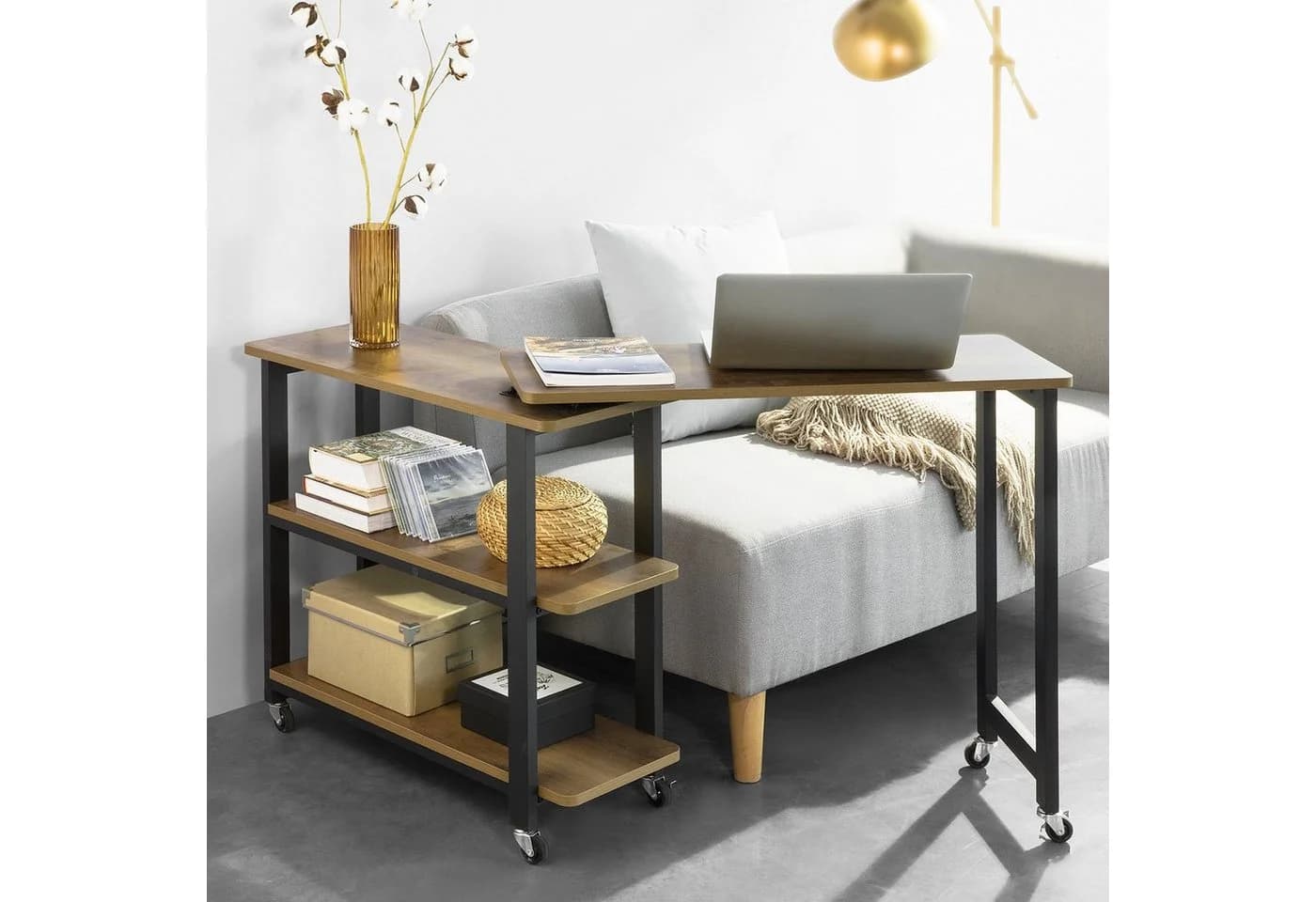 SoBuy Beistelltisch FWT83 Dunkelbraun Schwarz mit Rollen 3 Regale - Bild 2